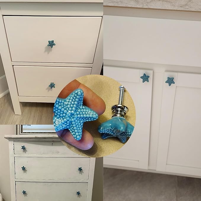 Starfish Drawer Knobs Coastal Kitchen Cabinet Knos Beach Themeb Knob Ceramic - Image 5