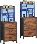 Furnulem Night Stand Set 2, LED Nightstand by Furnulem