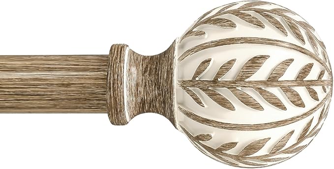 QDWIS Boho Wood Curtain Rods for Windows 28 to 48 inch, Rustic Decorative by Unknown