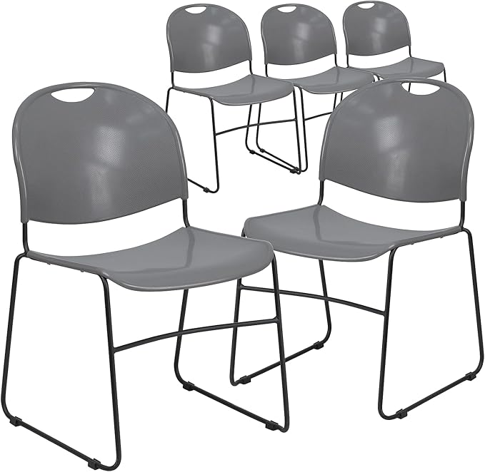 Flash Furniture 5 Pack HERCULES Series 880 lb. Capacity Gray Ultra-Compact by FlashFurniture