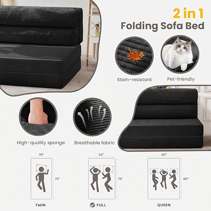 JUIKURY Folding Sofa Bed, Convertible Sleeper Chair - Image 7