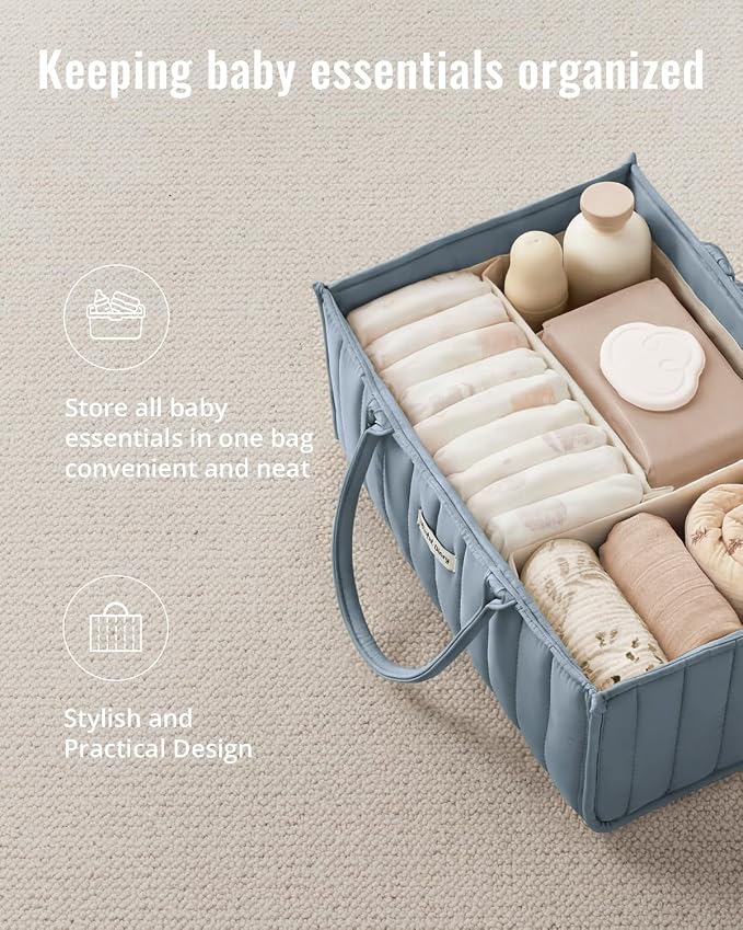 Blissful Diary Baby Diaper Caddy Organizer, Stylish Storage Basket - Image 4