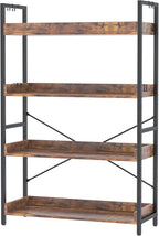 HCHQHS 4 Tier Bookshelf, Adjustable Industrial Bookcase, Vertical Tall Book by HCHQHS