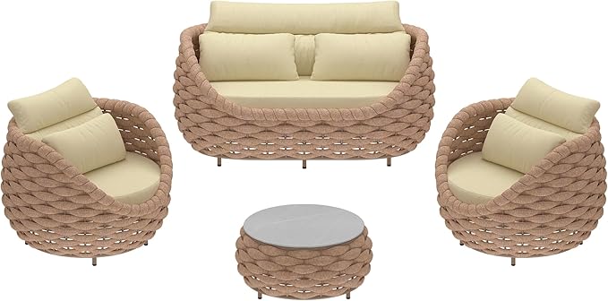 TWT Outdoor Patio Furniture Set-5 Pieces Aluminum Sectional Sofa, Metal Patio - Image 6