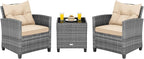 COSTWAY 3PCS Patio Furniture Set, PE Rattan Wicker Sofa w/Washable Cushion and by COSTWAY
