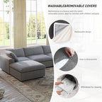 Cloud Couch Modular Sectional Sofa, 160.6" L Shaped Convertible Sectional Sofas - Image 4