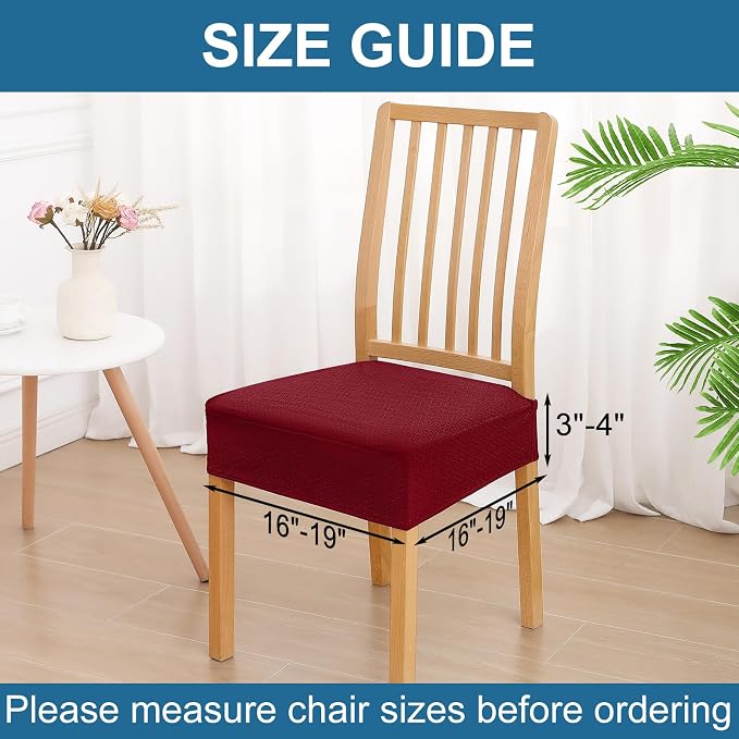 Smiry Waterproof Seat Covers for Dining Room Chairs Set of 8, Stretch Jacquard - Image 2