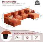 ELUCHANG 150" U Shaped Modular Sectional Cloud Couch - Image 2