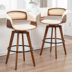 Set of 2 Rattan Swivel Bar Stools by KUNZENTLIVING