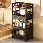 Bamboo Storage Cabinet with Drawer, Tea Set/Book/Decorative Items Storage Rack by Unknown