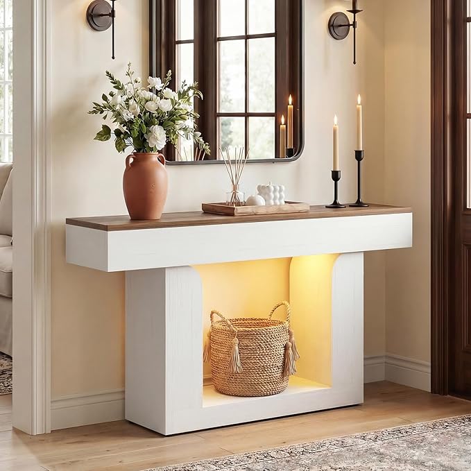 Homieasy Console Table, Farmhouse Wooden Sofa Table Behind Couch, Narrow - Image 3