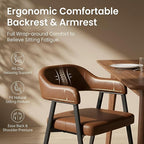 HNY Modern Dining Room Arm Chairs Set of 2, Retro Faux Leather Upholstered - Image 4