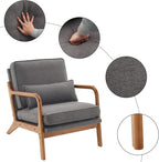 Bonnlo Linen Dark Grey Accent Chairs Set of 2, Upholstered Mid Century Modern - Image 4