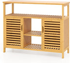 Giantex Bamboo Bathroom Storage Cabinet, 2-Door Storage Organizer by Giantex