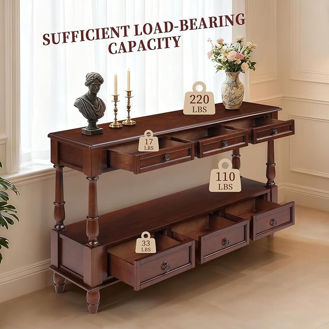 Vintage Solid Wood Console Table - Image 6