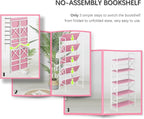 4NM 5 Tiers No Assembly Book Shelves, 51.2" H Folding Bookshelf Bookcase Open - Image 6