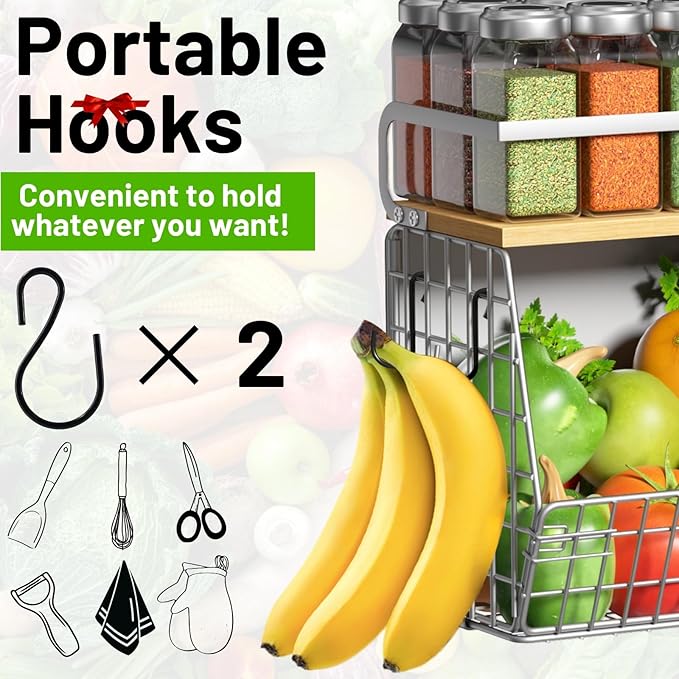 Magnetic Shelf for Fridge with Wood Lid, Fruit Potato and Onion Storage Bins - Image 7