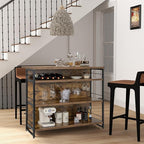 PETSITE Industrial Home Bar Unit, Stationary Kitchen Island w/ 4-Tier Storage - Image 4