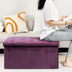 B FSOBEIIALEO Folding Storage Ottoman, Long Ottomans Shoes Bench, Velvet - Image 4