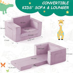 Kids Couch, 2-in-1 Toddler Chair Comfy 1-3 Years, Convertible Kids Chair - Image 3