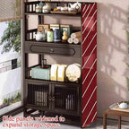 Bamboo Storage Cabinet with Drawer, Tea Set/Book/Decorative Items Storage Rack - Image 5