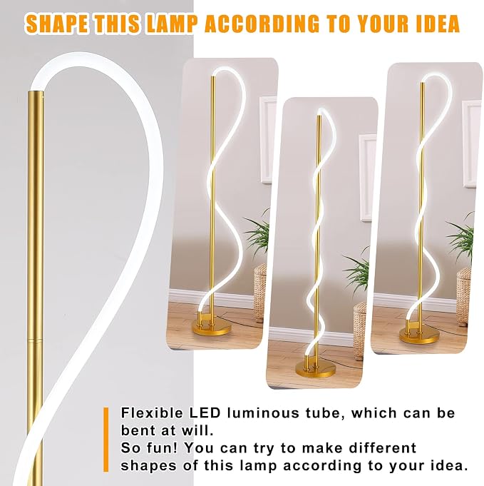 Modern LED Gold Floor Lamp, 3-Level Dimmable Flexible DIY Modeling Tall - Image 3
