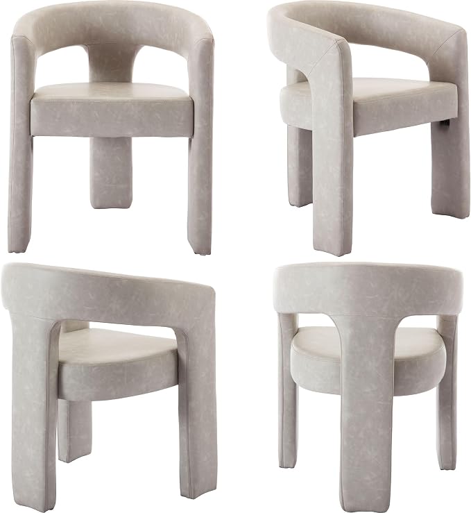 BESTANO Set of 3 Modern PU Leather Upholstered Dining Chairs - Image 7