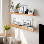 36x8x1.6 inch Floating Shelves Set of 2 – Solid Wood Rustic Oak Wall Mounted - Image 6