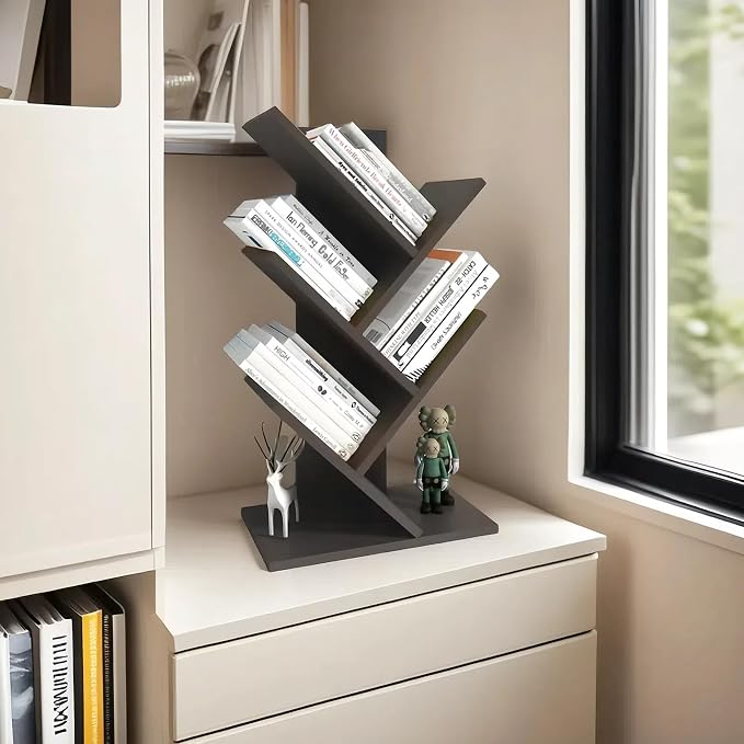 Godferyxin Book Tree Bookshelf, 5-Tier Wood Bookshelf Tree Bookcase - Image 7