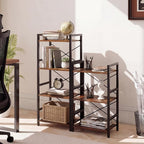 Tangkula 3-Tier Industrial Bookshelf, 16.5" Width Wooden Open Bookcase - Image 8