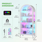 HNEBC Arched Book Shelf with Glass Doors, LED Bookcase with RGB Lights - Image 2
