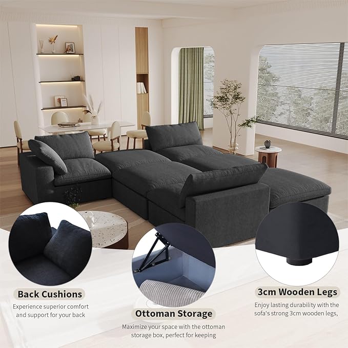 Cloud Modular Sectional Sofa Couch, Oversized Couch 8 Seater - Image 4