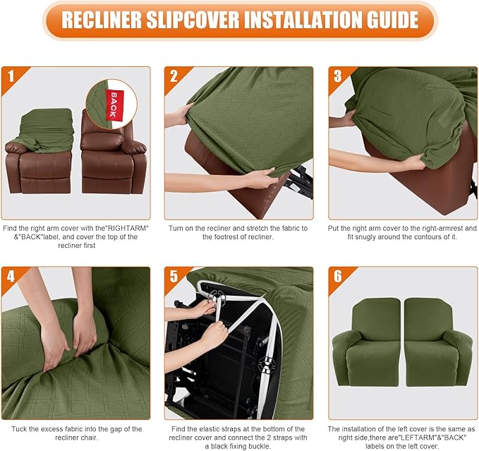 VANSOFY Loveseat Recliner Covers, 2-Pieces Stretch Reclining Couch Cover - Image 4