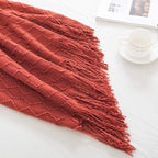 BOURINA Rust Throw Blanket 50 x90 Inches Textured Solid Soft Sofa Throw Bed - Image 6