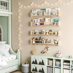 34Inch Nursery Bookshelves, Wall Floating Shelf Kids Coat Rack - Image 4