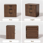 Night Stand with 3 Drawers, Fluted Bed Side End Table with Metal Handle - Image 9
