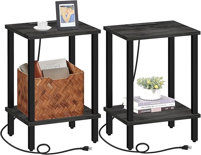 TUTOTAK End Table with Charging Station, Small Side Table, Nightstand Bedside by ChoosetutotakFurnitureBuildYourCozyHome