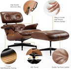 Top Grain Leather, Mid Century Chaise Lounge Chair and Ottoman, Reading Chair - Image 5
