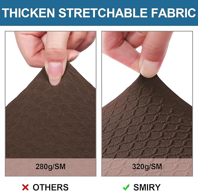 Smiry Waterproof Seat Covers for Dining Room Chairs Set of 6, Stretch Jacquard - Image 4