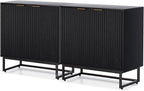 EYYTHUNG Fluted Cabinets with Storage Set of 2, Sideboard Buffet Cabinet with by EYYTHUNG