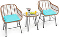 Tangkula 3 Pieces Patio Conversation Bistro Set, Outdoor Wicker Furniture by TANGKULA
