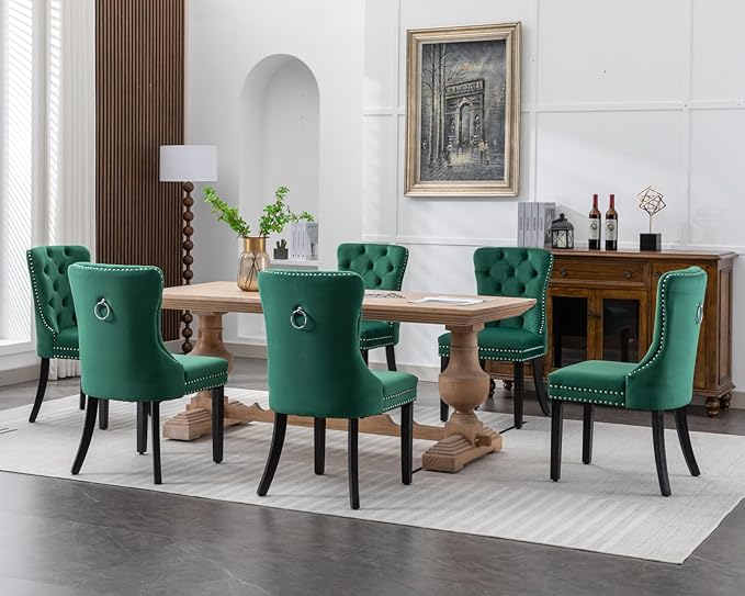 KCC Velvet Dining Chairs Set of 2, Upholstered High-end Tufted Dining Room Chair - Image 10
