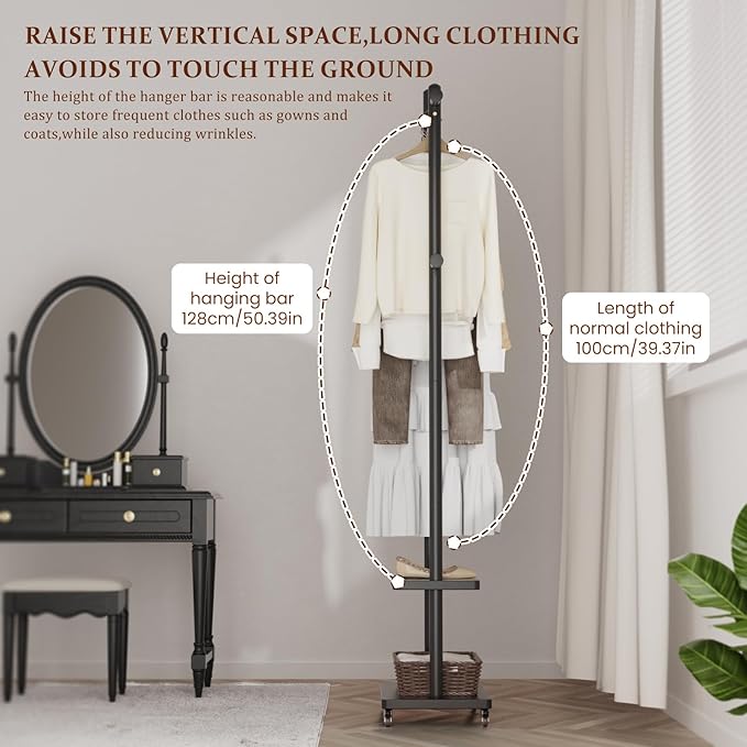 Solid Wood Coat Rack Freestanding Clothing Rack - Image 7