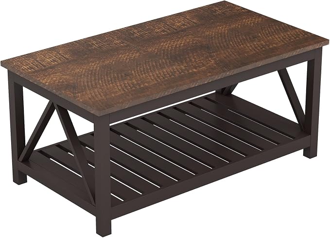 ChooChoo Farmhouse Coffee Table, Rustic Vintage Living Room Table - Image 7