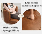 Brown Leather Barrel Chairs Set of 2 - Image 6
