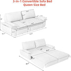 KEIKI 73.2" Queen Sleeper Couch, 3-in-1 Convertible Pull Out Sofa Bed - Image 2