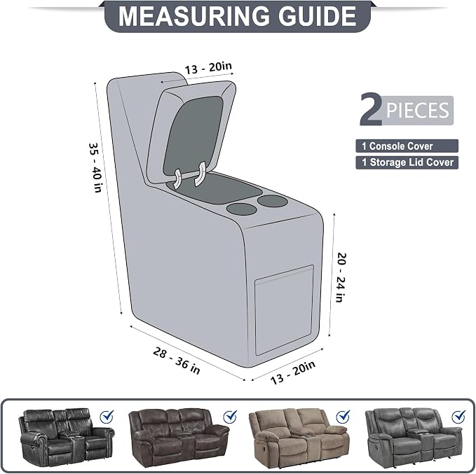 ANARACHON Leather Look Recliner Console Cover - Image 2
