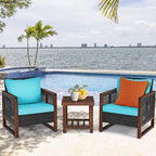 Tangkula 3 Pieces Patio Wicker Furniture Set, Rattan Outdoor Sofa Set - Image 3