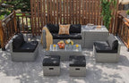 Tangkula 8 Piece Patio Wicker Furniture Set, Patiojoy Space Saving Outdoor PE - Image 3