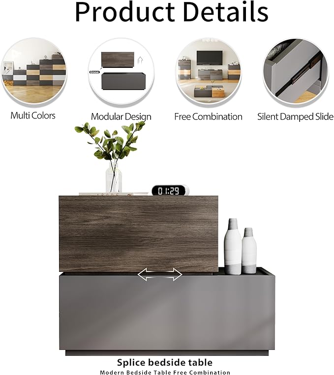 Svimi Modular Stackable Drawers, Modern Nightstand Modular Storage Bins - Image 6